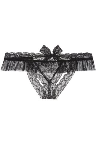 Aubade Boîte à Désir Open Up Lace Thong Black | Crotchless Knickers