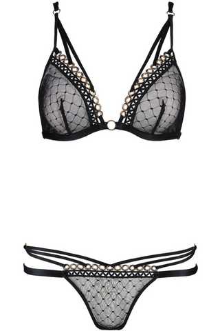 Aubade Hot Tension Triangle Bra & Tanga Lingerie Set Black