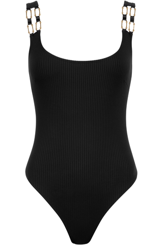 Aubade Les Bodys Ribbed Knit Bodysuit Black