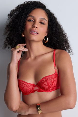 Aubade Red Half Cup Bra Rules of Attraction | French Luxury Lingerie