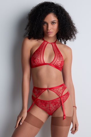 Aubade Rules of Attraction Suspender Belt Flame | Red Lingerie