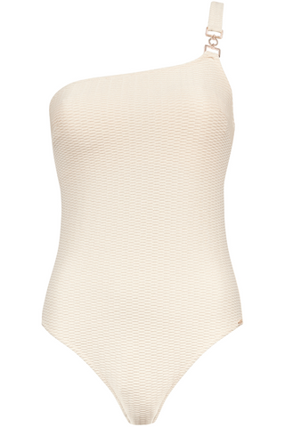 Aubade Shimmering Waters One Shoulder Swimsuit Golden White