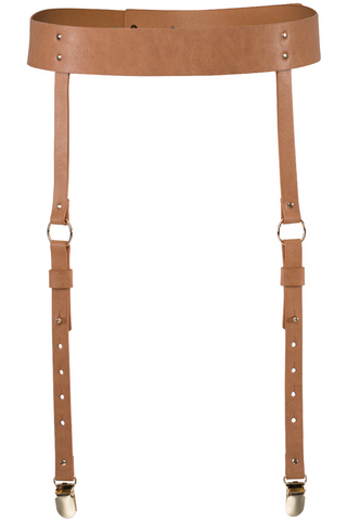 Bijoux Indiscrets Maze Vegan Leather Suspender Belt Brown