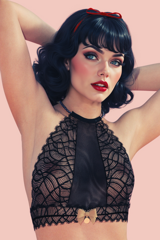 Bettie Page by Bracli Black Lace Halter Bra