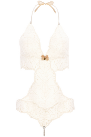 Bracli Sydney Single Pearl Ivory Lace Bodysuit - Lace Bodies