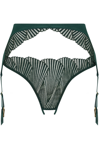 Coco de Mer Athena Open Suspender Knicker Deep Green