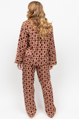 Fable & Eve Fitzrovia Chain Print Pyjama Set Rust Brown