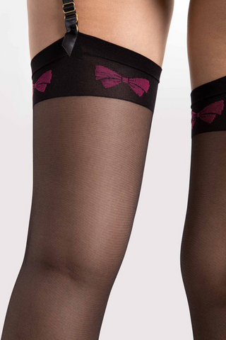 Fiore Lola Sheer Stockings Black & Pink 20 Denier