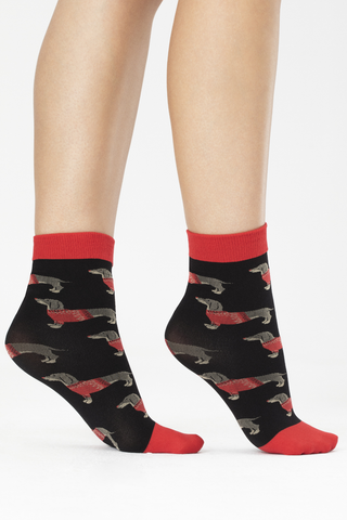 FiORE Xmas Pal Dog Pattern Socks Black 40 Denier