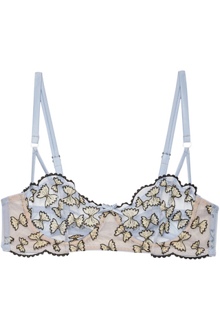 Fleur Du Mal Farfalle Embroidery Balconette Bra Ice Queen