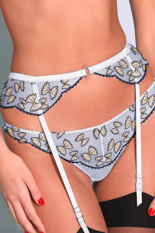 Fleur Du Mal Farfalle Embroidery Suspender Belt Ice Queen