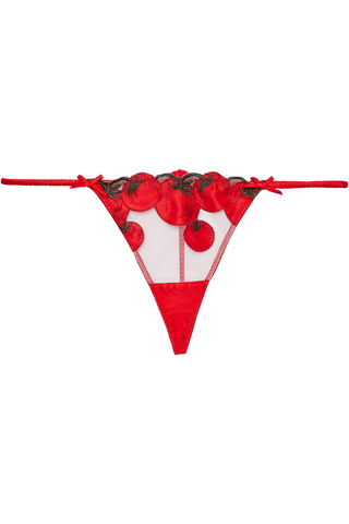 Fleur Du Mal Tomato Embroidery G-String Red