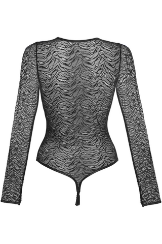 Jolidon Karma Cat Long Sleeve Thong Bodysuit Black