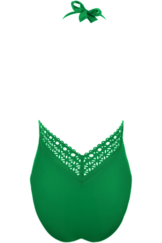 Lise Charmel Ajourage Couture Plunging Halter Swimsuit Green