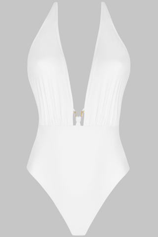 Sexy White Halter One Piece Swimsuit Lise Charmel Swimwear Classe Nautique