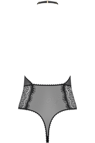 Maison Close Accroche Coeur V Neck Thong Bodysuit Black