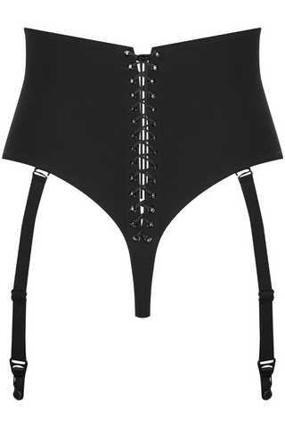 Maison Close Black High Waist Suspender Thong - Nuit Infinie