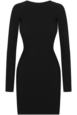 Maison Close Black Long Sleeve Short Dress with Naked Back | Nuit Infinie