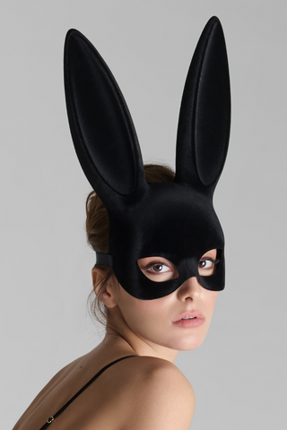 Maison Close Black Velvet Bunny Mask with Tail