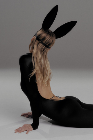 Maison Close Black Velvet Bunny Mask with Tail