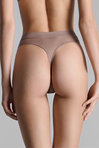 Maison Close Corps à Corps Sheer High Waist Thong Taupe