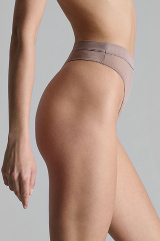 Maison Close Corps à Corps Sheer High Waist Thong Taupe