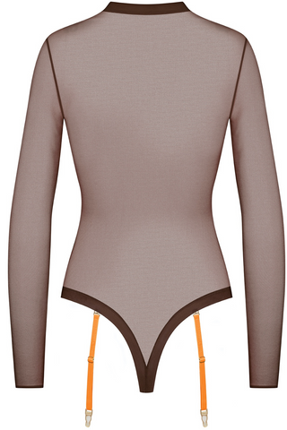 Maison Close Corps à Corps Thong Body Long Sleeves Brown