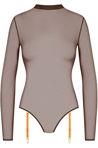 Maison Close Corps à Corps Thong Body Long Sleeves Brown