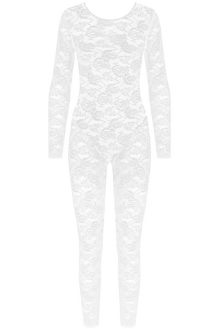 Maison Close Flashback Long Sleeve Open Back Jumpsuit White