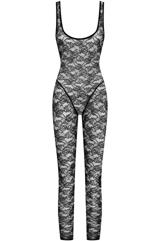 Maison Close Flashback Lace Open Back Jumpsuit Black