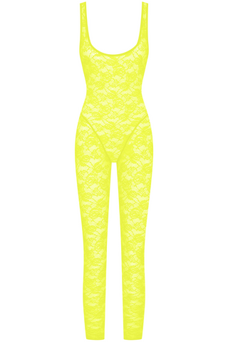 Maison Close Flashback Open Back Jumpsuit Neon Yellow