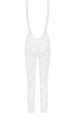 Maison Close Flashback Lace Open Back Jumpsuit White