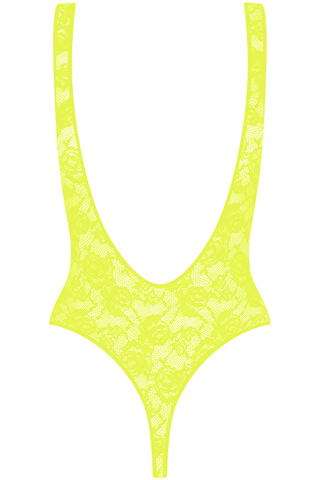 Maison Close Flashback Open Back Thong Body Neon Yellow