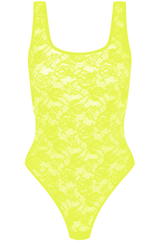 Maison Close Flashback Open Back Thong Body Neon Yellow