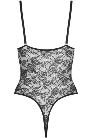 Maison Close Flashback Lace Thong Bodysuit Black