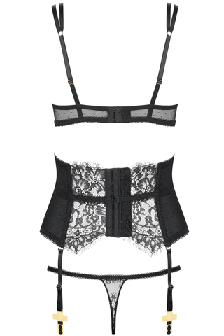 Maison Close Inspiration Divine Wire Bra, Thong & Waist Cincher Black