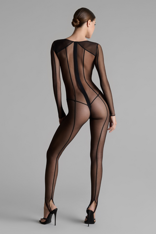 Maison Close L'Amoureuse Black Jumpsuit | Sheer Lingerie