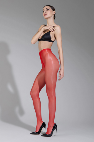 Maison Close Satin Tights 10 Denier Red