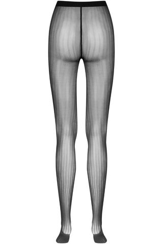 Maison Close Striped Illusion Tights Black 30 Denier