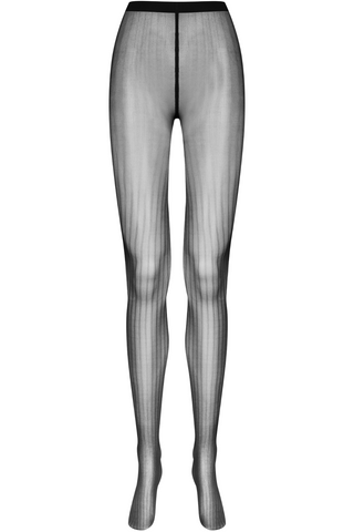 Maison Close Striped Illusion Tights Black 30 Denier