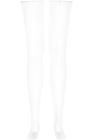 Maison Close Double Seam Cut & Curled Stockings 10 Denier White