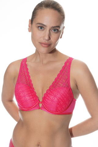 Pink Lace Underwired Triangle Bra | Mey Captivating