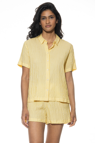 Mey Vichy Dreams Yellow Short Two Piece Pyjama Set