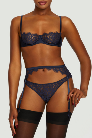 Muse by Coco de Mer Beatrice Suspender Belt Navy