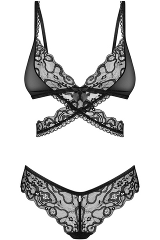 Obsessive Blomentis Bra & Brief Black