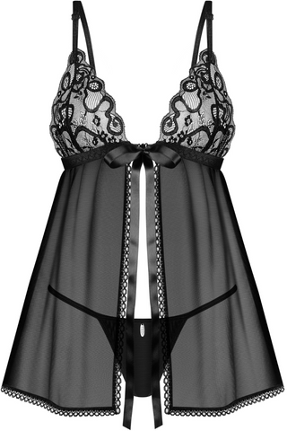 Obsessive Blomentis Babydoll & Thong Black