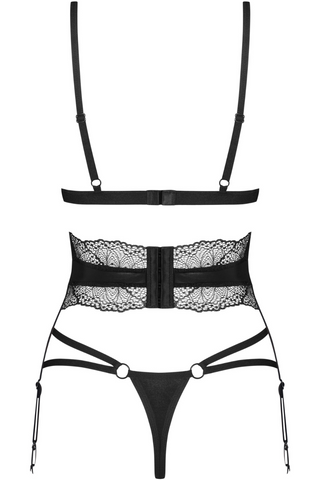 Obsessive Lobellis 3 Piece Lingerie Set Black