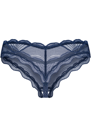 Blue Lace Crotchless Thong | Obsessive Nightly Blue | Ouvert Knickers