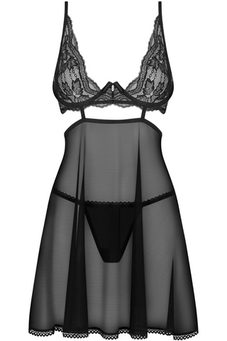 Obsessive Nutris Babydoll & Thong Black | Black Lingerie