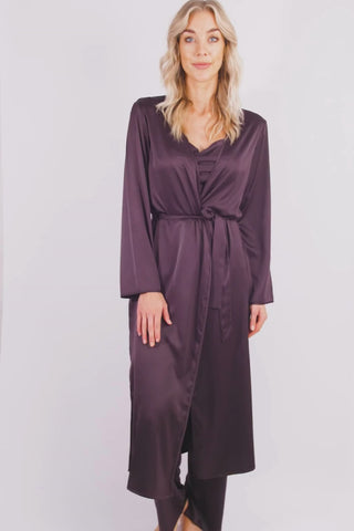 Lingadore Long Satin Kimono Dark Pepper